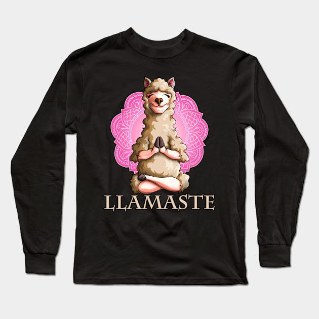 Llamaste Funny Yoga Llama Namaste Workout Alpaca Lovers Gift Long Sleeve T-Shirt by Blink_Imprints10